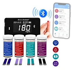 Accu-Answer 4v1 Bluetooth – Merač glukózy, cholesterolu, hemoglobínu a kyseliny močovej