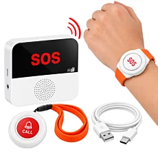Smart SOS alarm pre seniorov - WiFi sada (prijímač + náramok + prívesok)