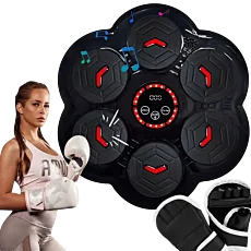 Boxerský tréningový terč s LED osvetlením, Bluetooth hudbou a rukavicami
