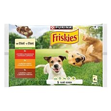 Friskies Dog Adult Multipack hovězí, kuřecí, jehněčí v šťávě 4 x 85 g