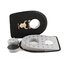 Podpätky na ostrohy kožené latex, čierna