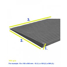 Nájazdová rampa s lepidlom, tvrdená guma, 36 x 200 x 700 mm