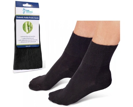 Čierne diabetické ponožky Ankle Frotte značky Foot Morning.