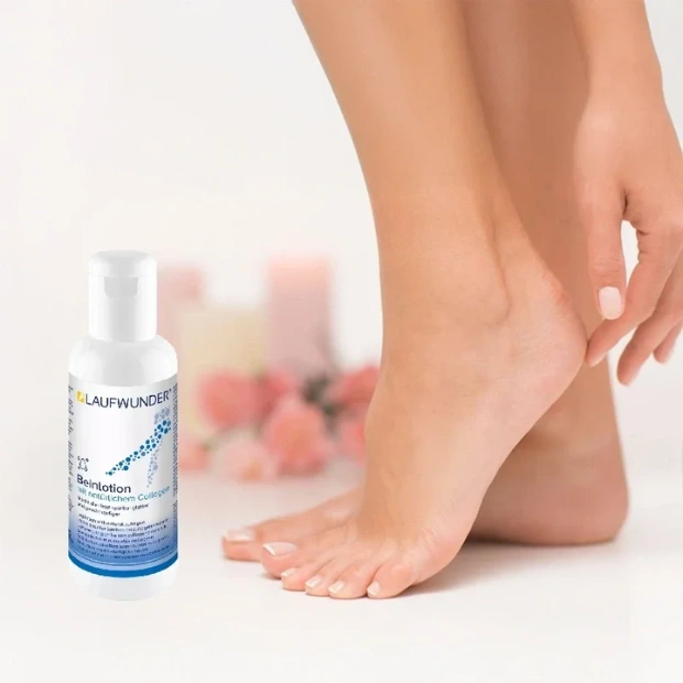 Hydratačné mlieko na nohy Laufwunder Beinlotion s kolagénom pre hladkú pokožku.
